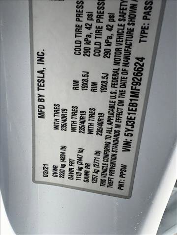 2021 Tesla Model 3 Long Range