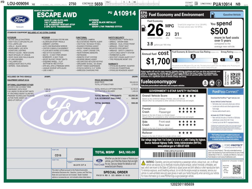 2023 Ford Escape ST-Line Elite