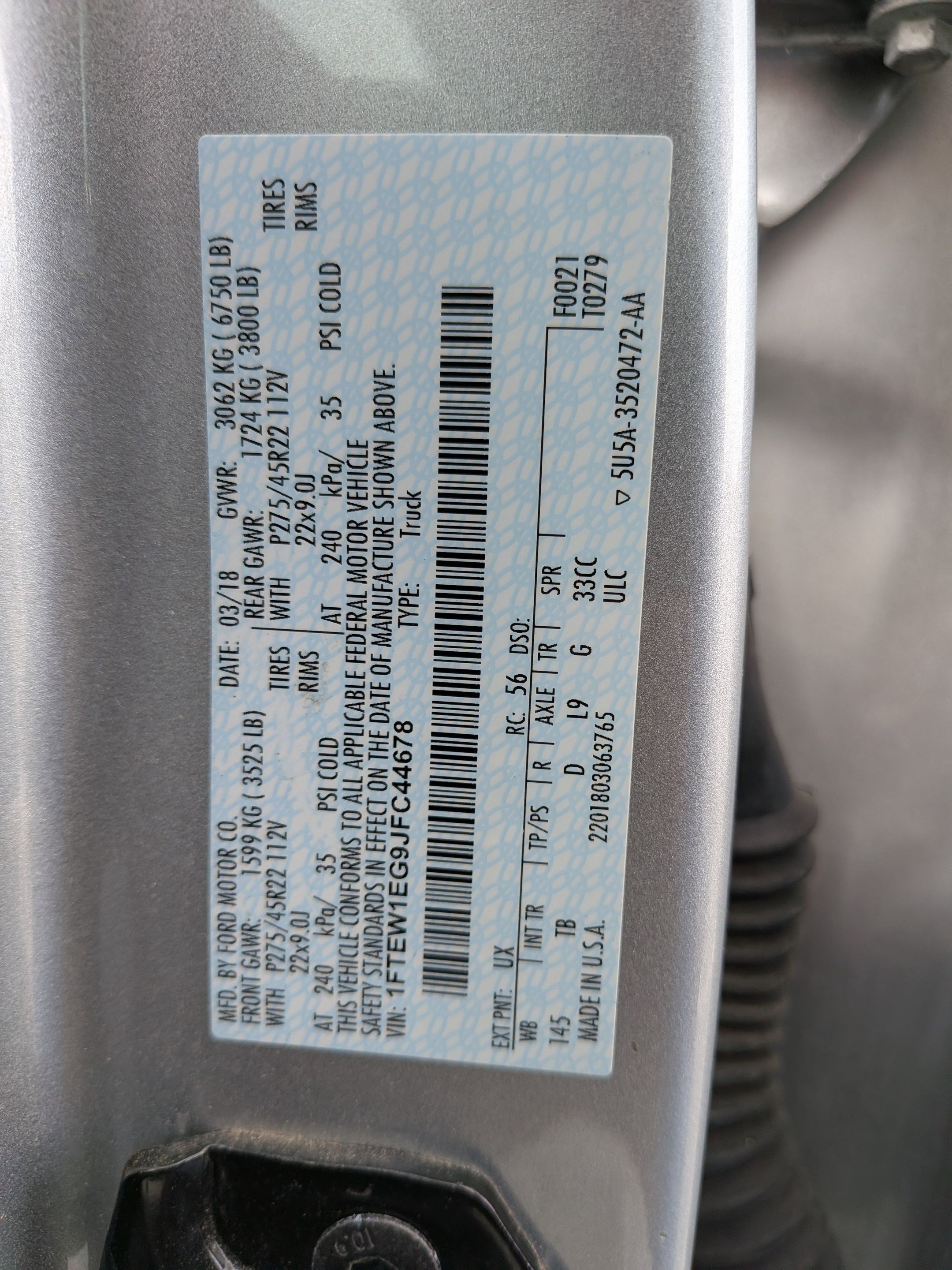 2018 Ford F150 Limited