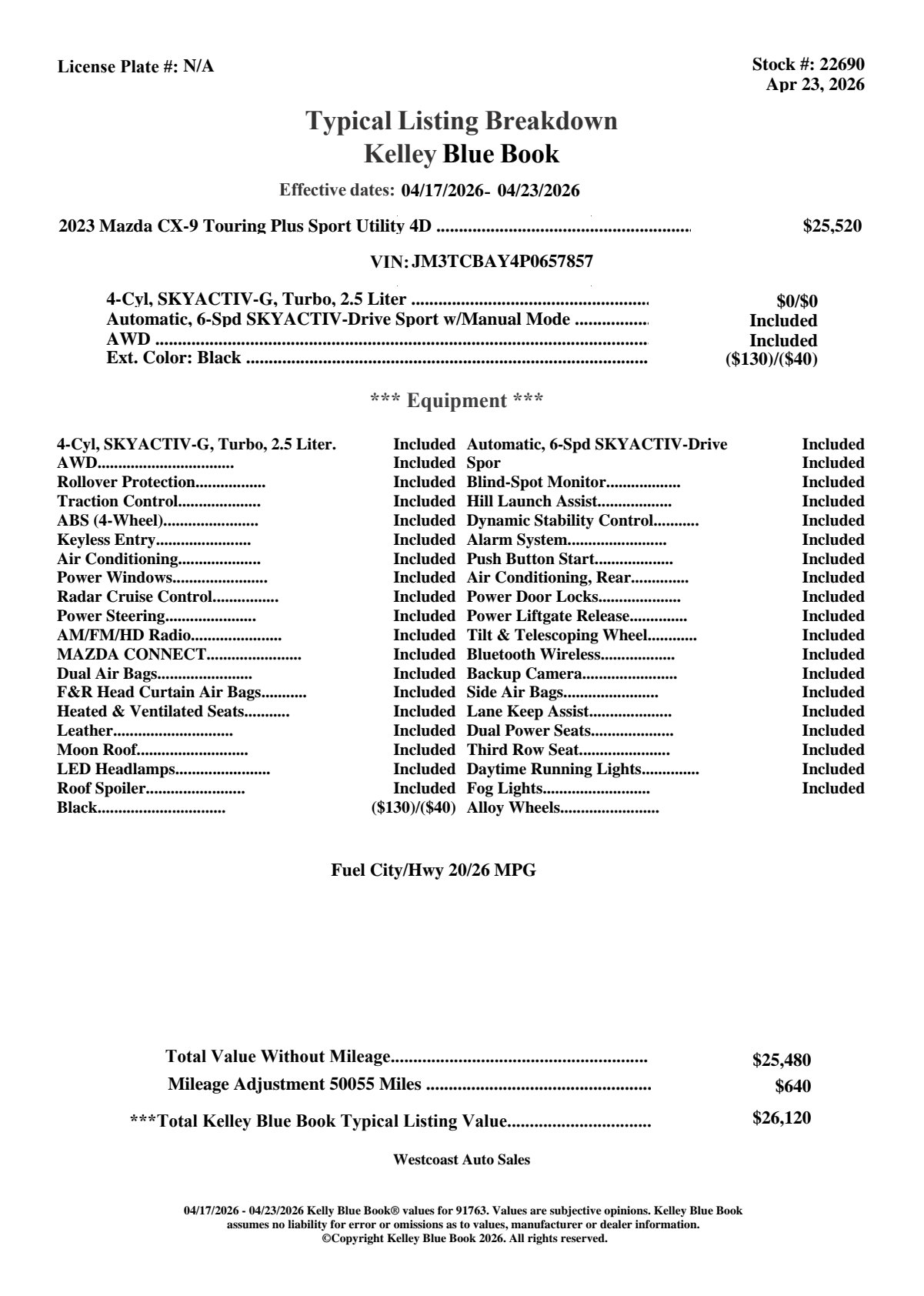 2023 MAZDA CX-9 Touring Plus
