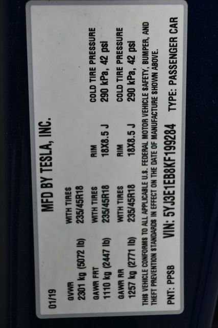 2019 Tesla Model 3 Long Range