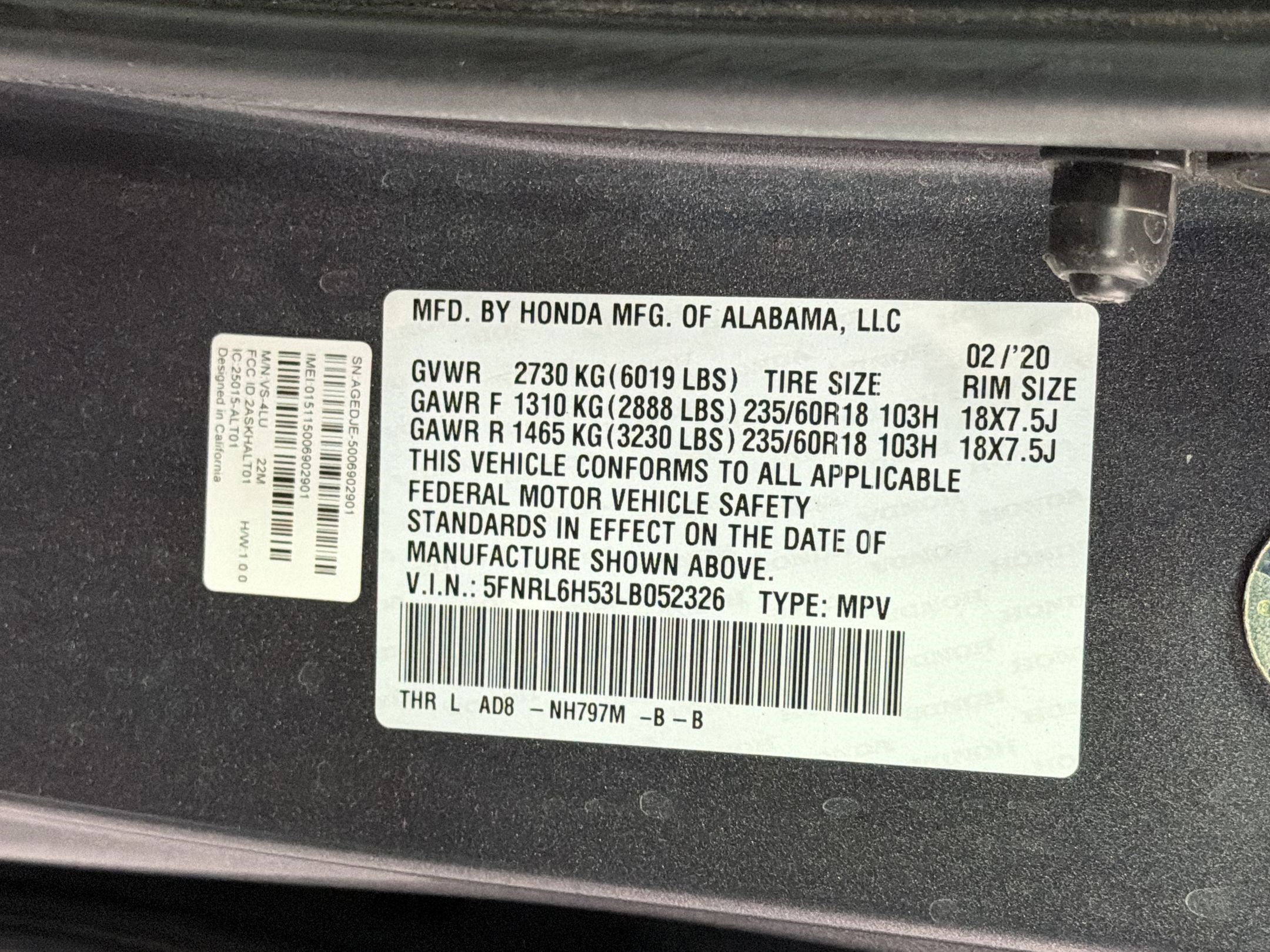 2020 Honda Odyssey EX