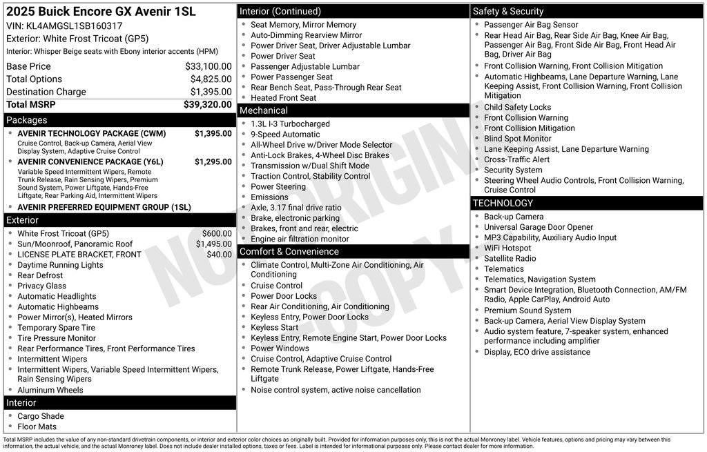 Certified 2025 Buick Encore GX Avenir w/ Avenir Technology Package