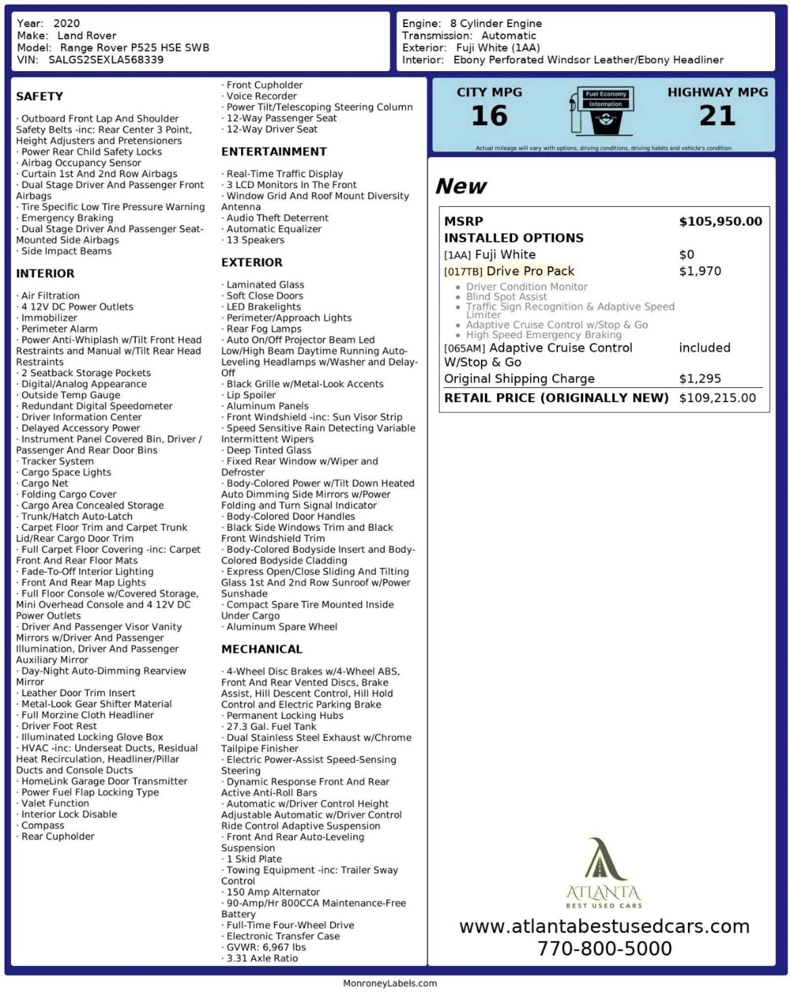2020 Land Rover Range Rover HSE