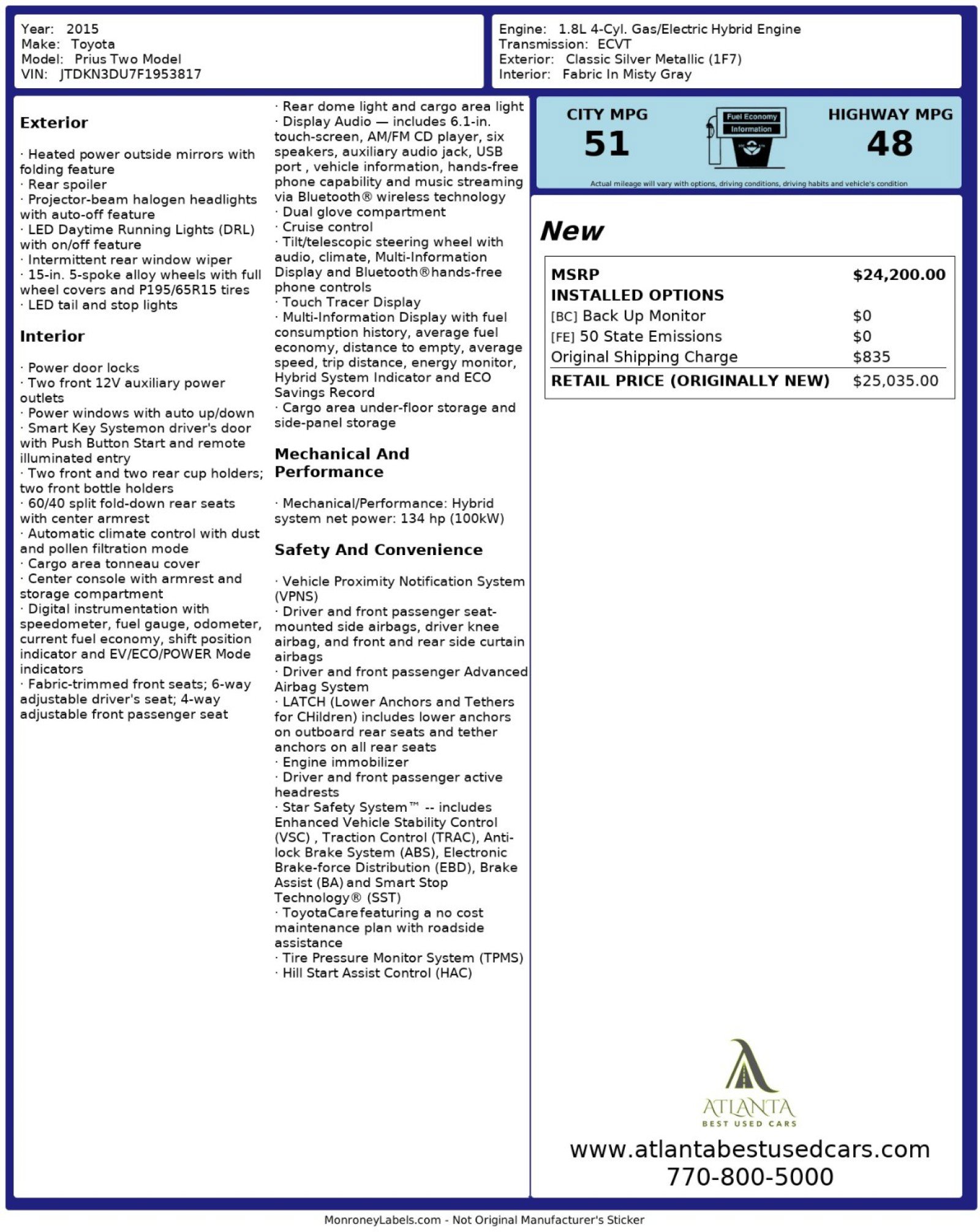 2015 Toyota Prius Two