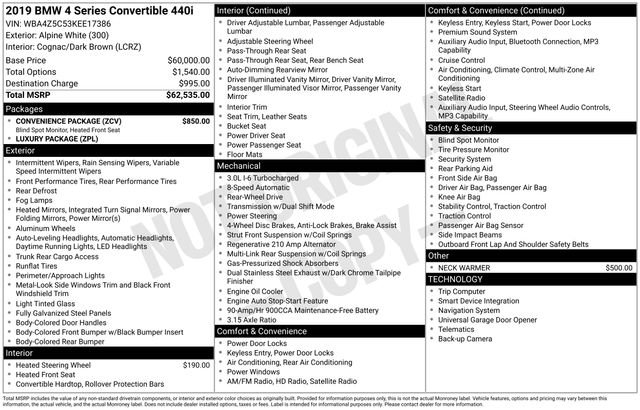 2019 BMW 440i Convertible