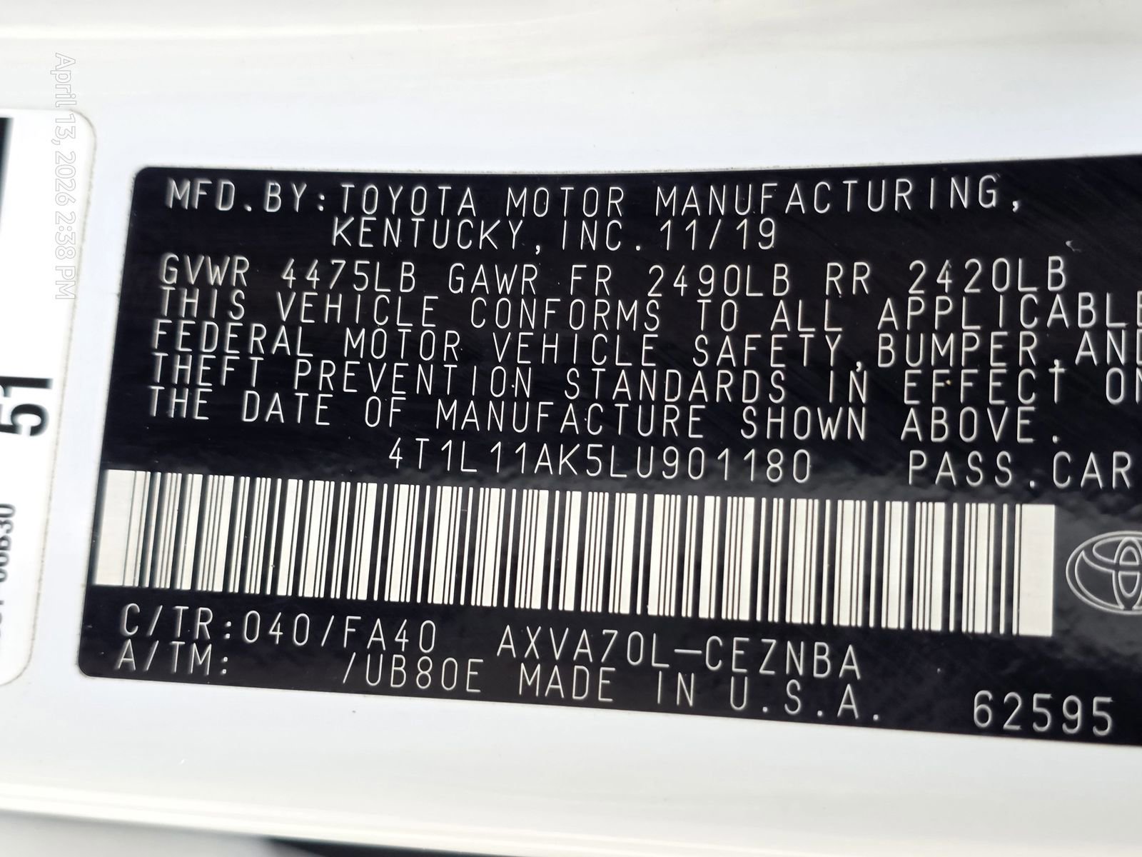 2020 Toyota Camry LE