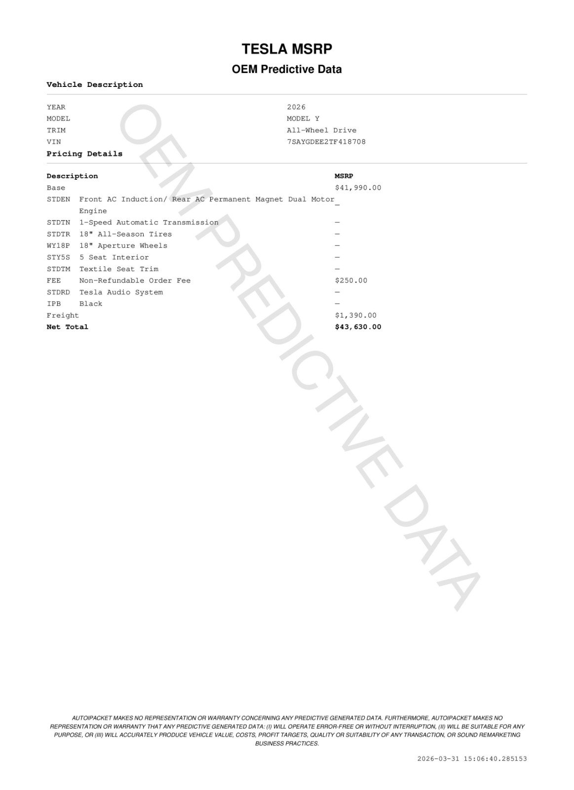 2026 Tesla Model Y AWD