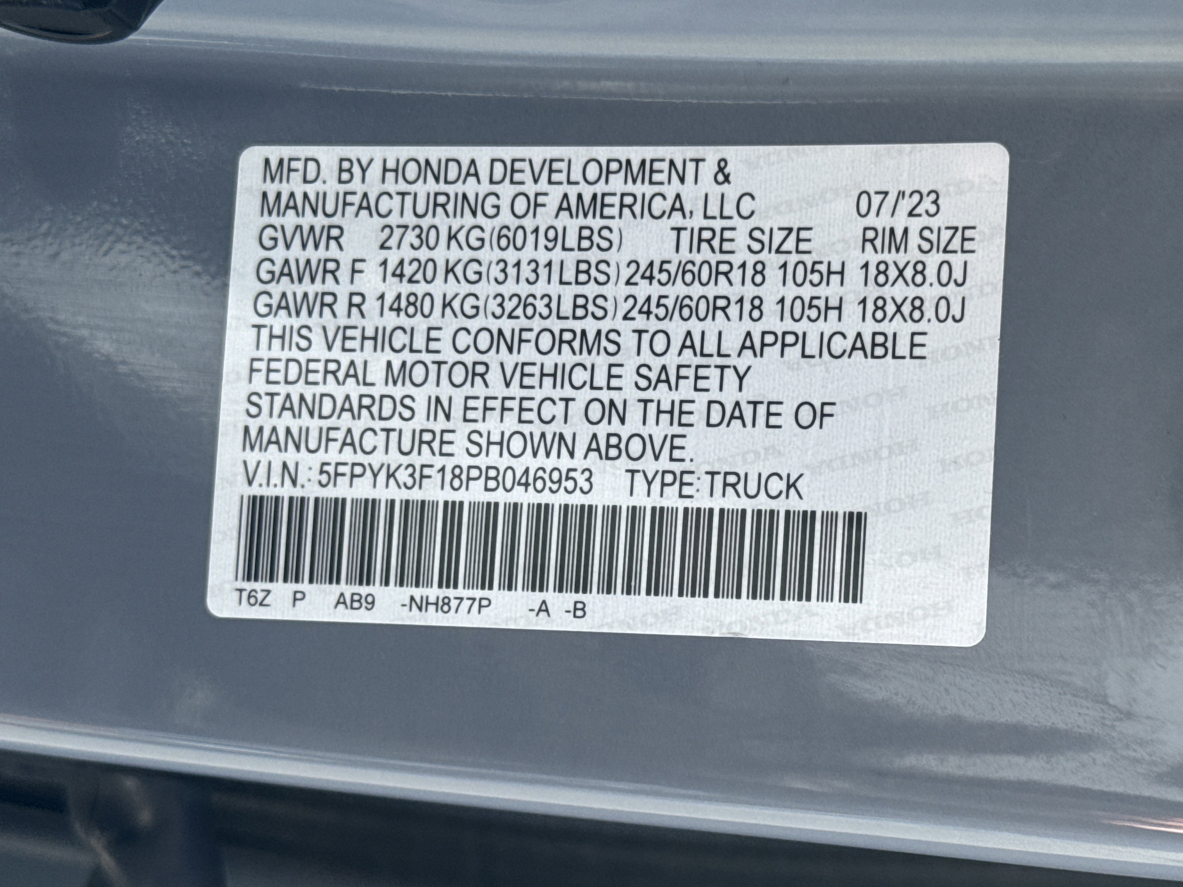 2023 Honda Ridgeline Sport