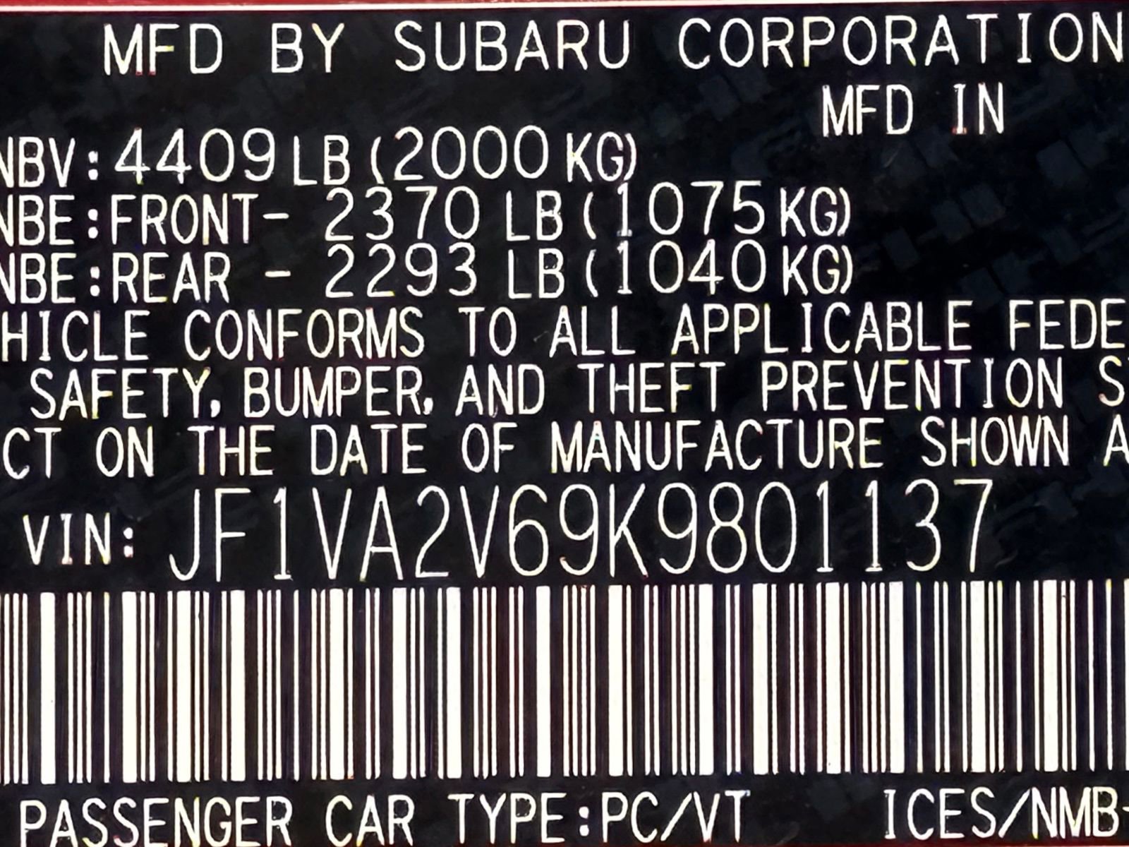 2019 Subaru WRX STI Limited