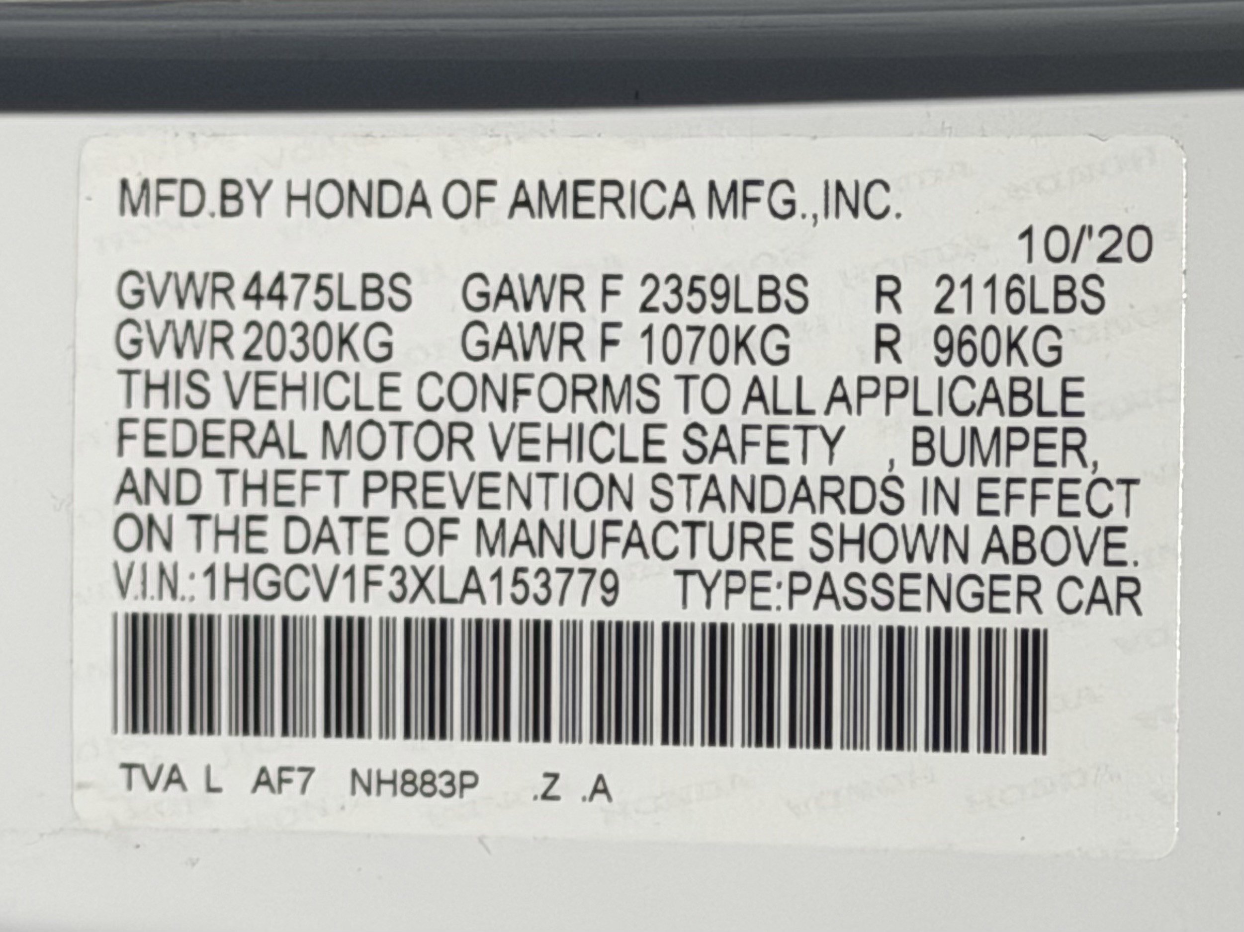 2020 Honda Accord Sport