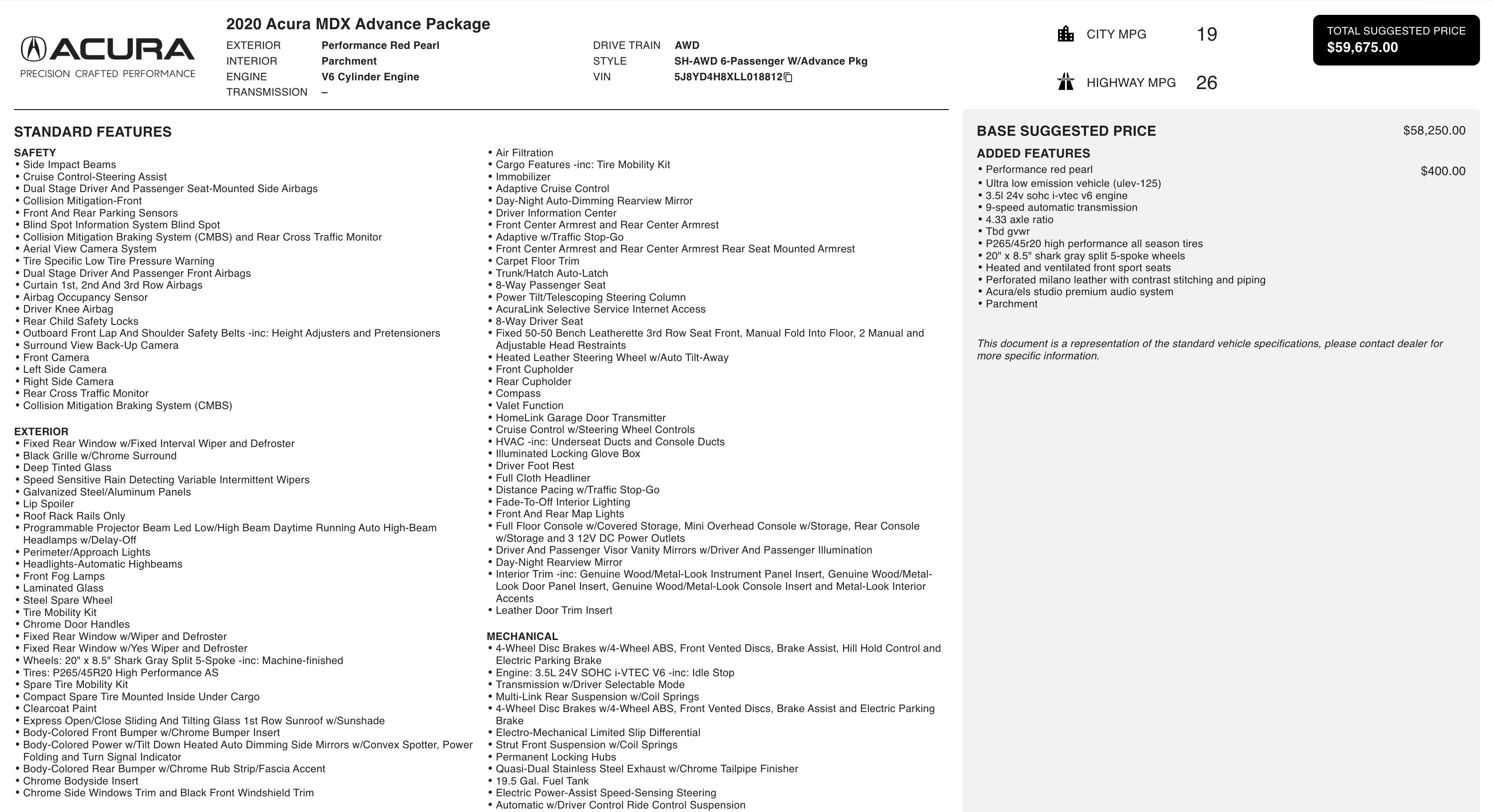 2020 Acura MDX SH-AWD w/ Advance Package