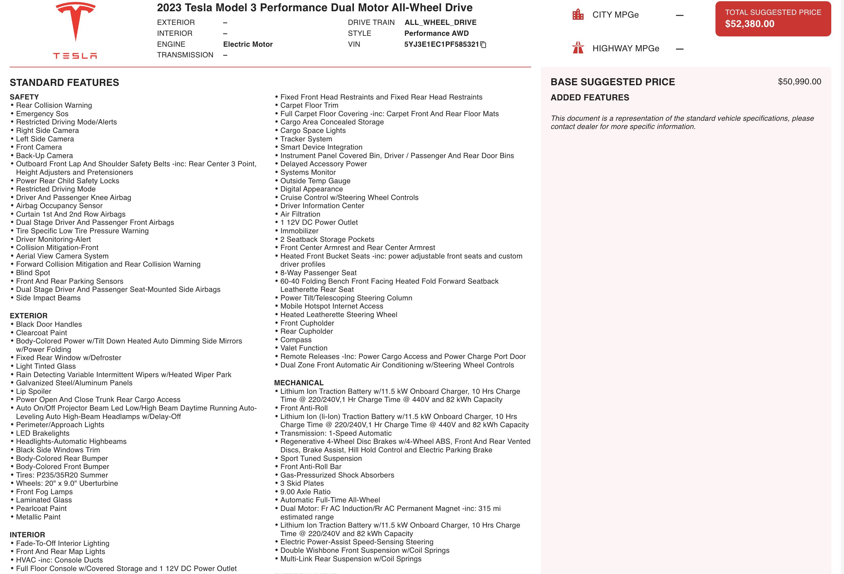 2023 Tesla Model 3 Performance