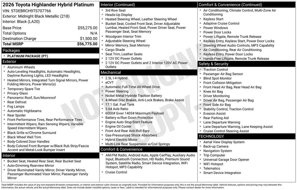 2026 Toyota Highlander Platinum