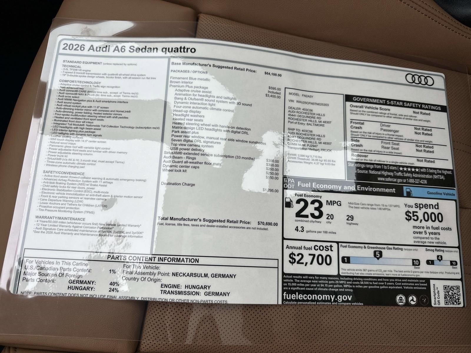 2026 Audi A6 Premium Plus