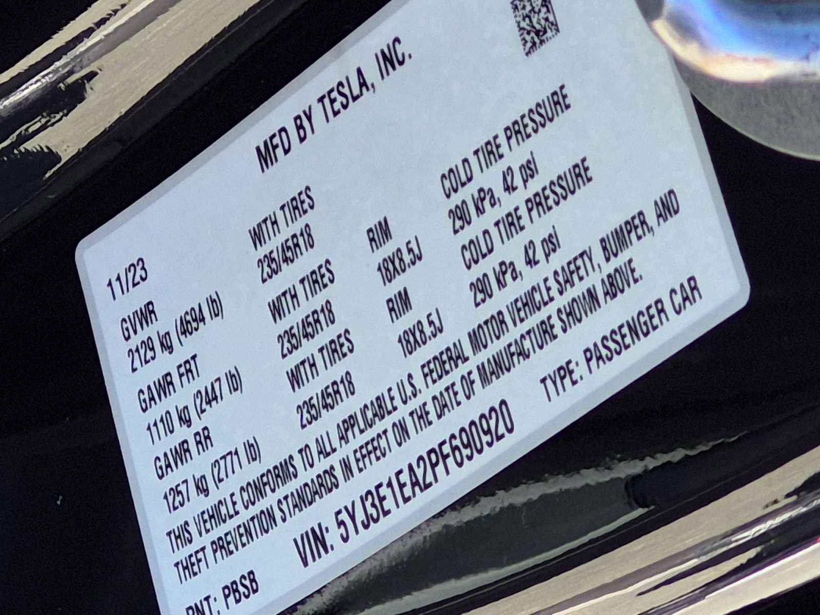 2023 Tesla Model 3 Standard Range