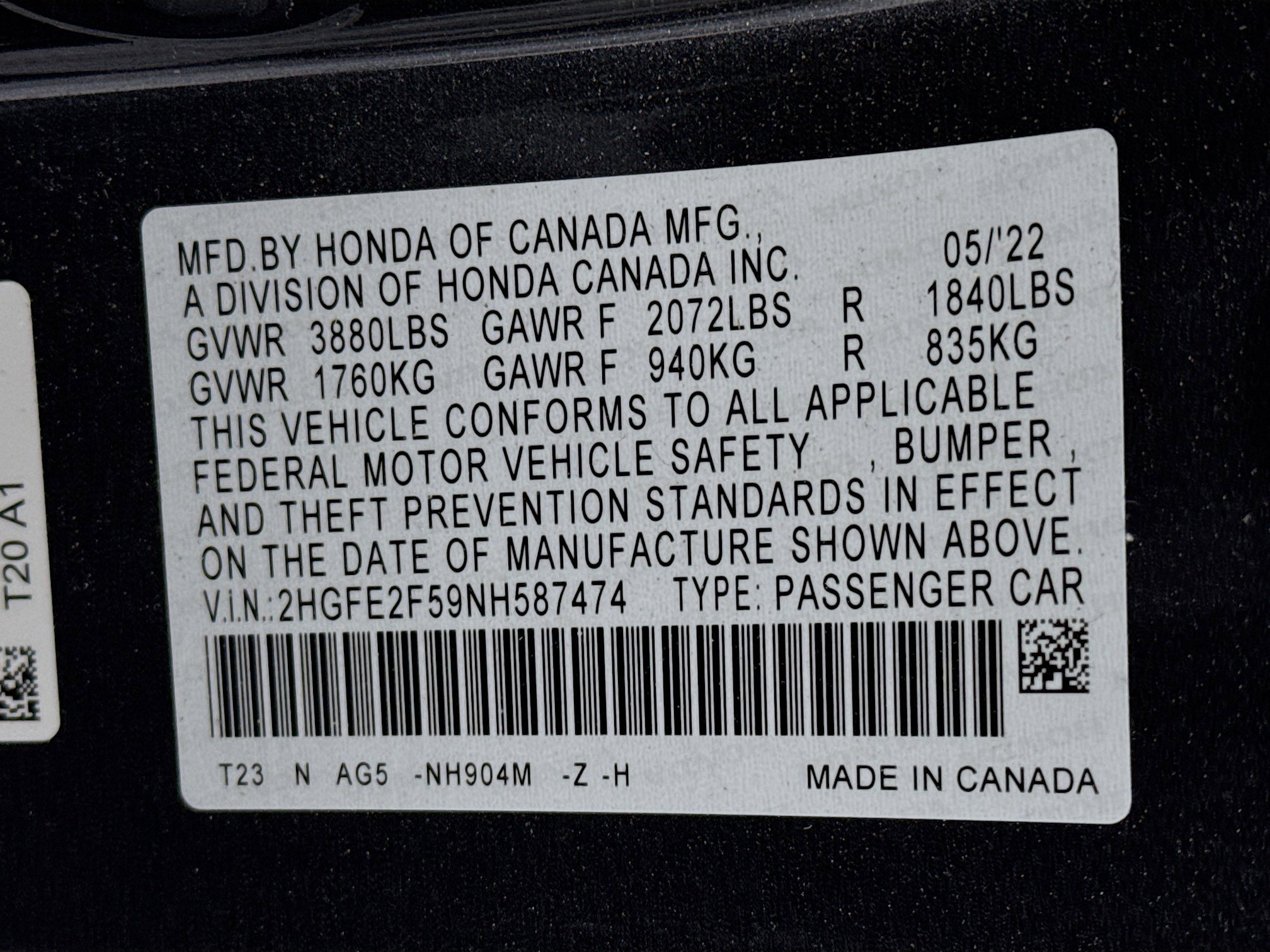 2022 Honda Civic Sport