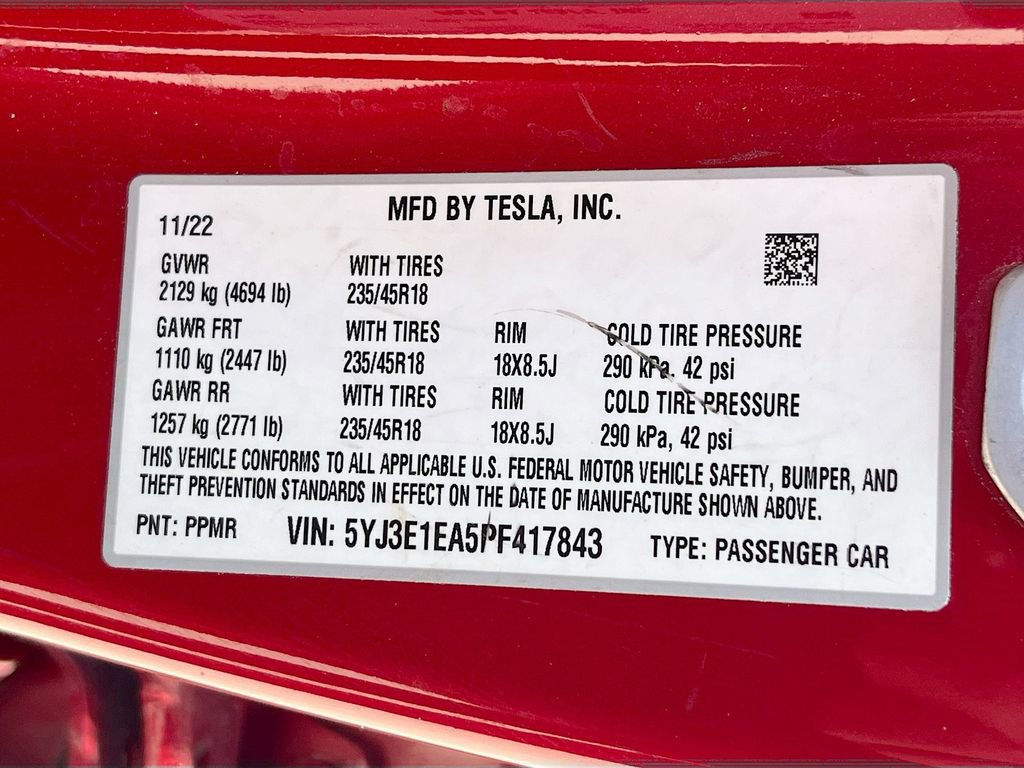 2023 Tesla Model 3 Standard Range