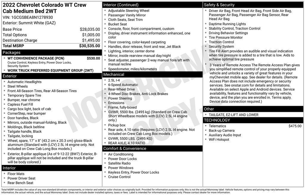 2022 Chevrolet Colorado W/T