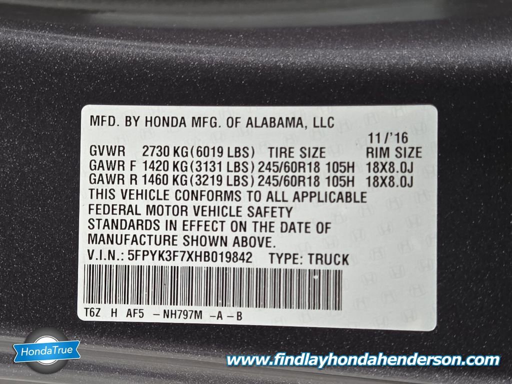 2017 Honda Ridgeline RTL-E