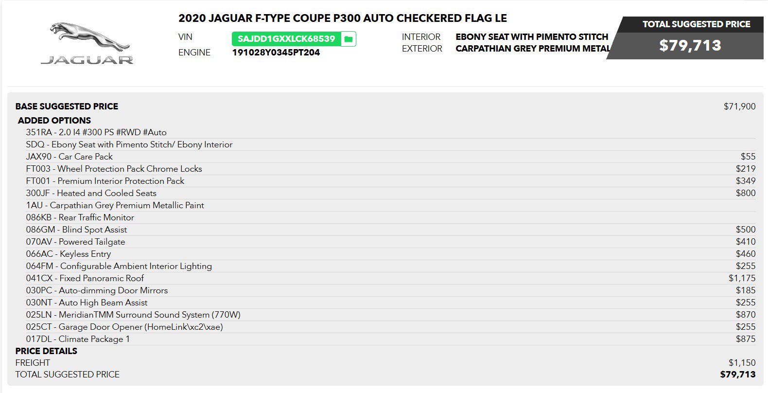 Used 2020 Jaguar F-TYPE Checkered Flag