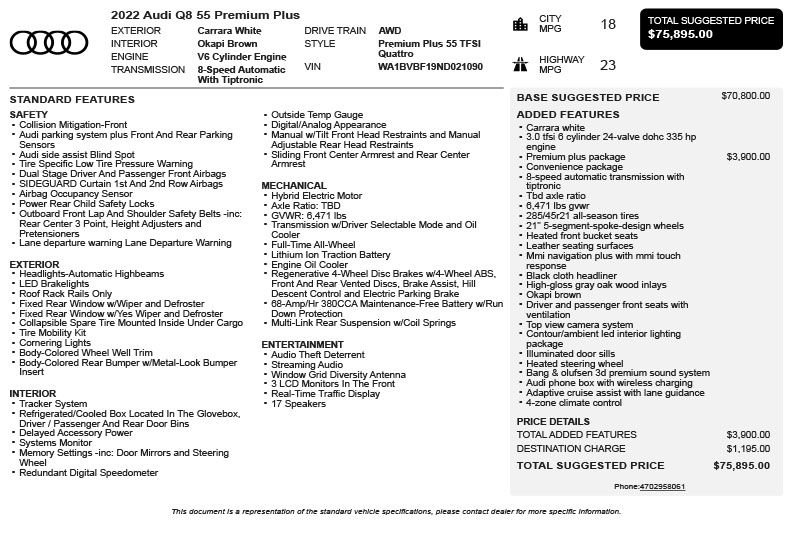 2022 Audi Q8 Premium Plus