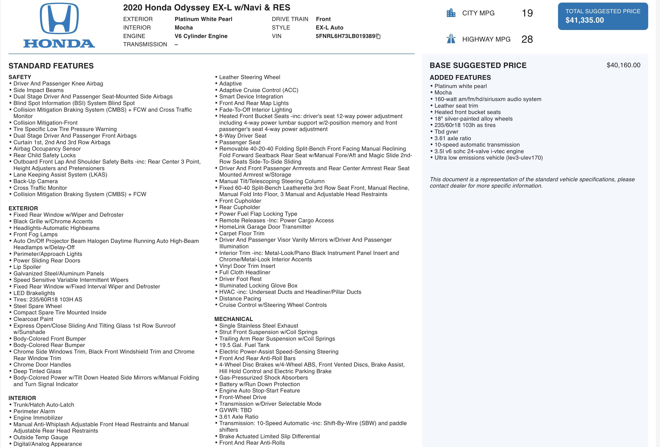 2020 Honda Odyssey EX-L