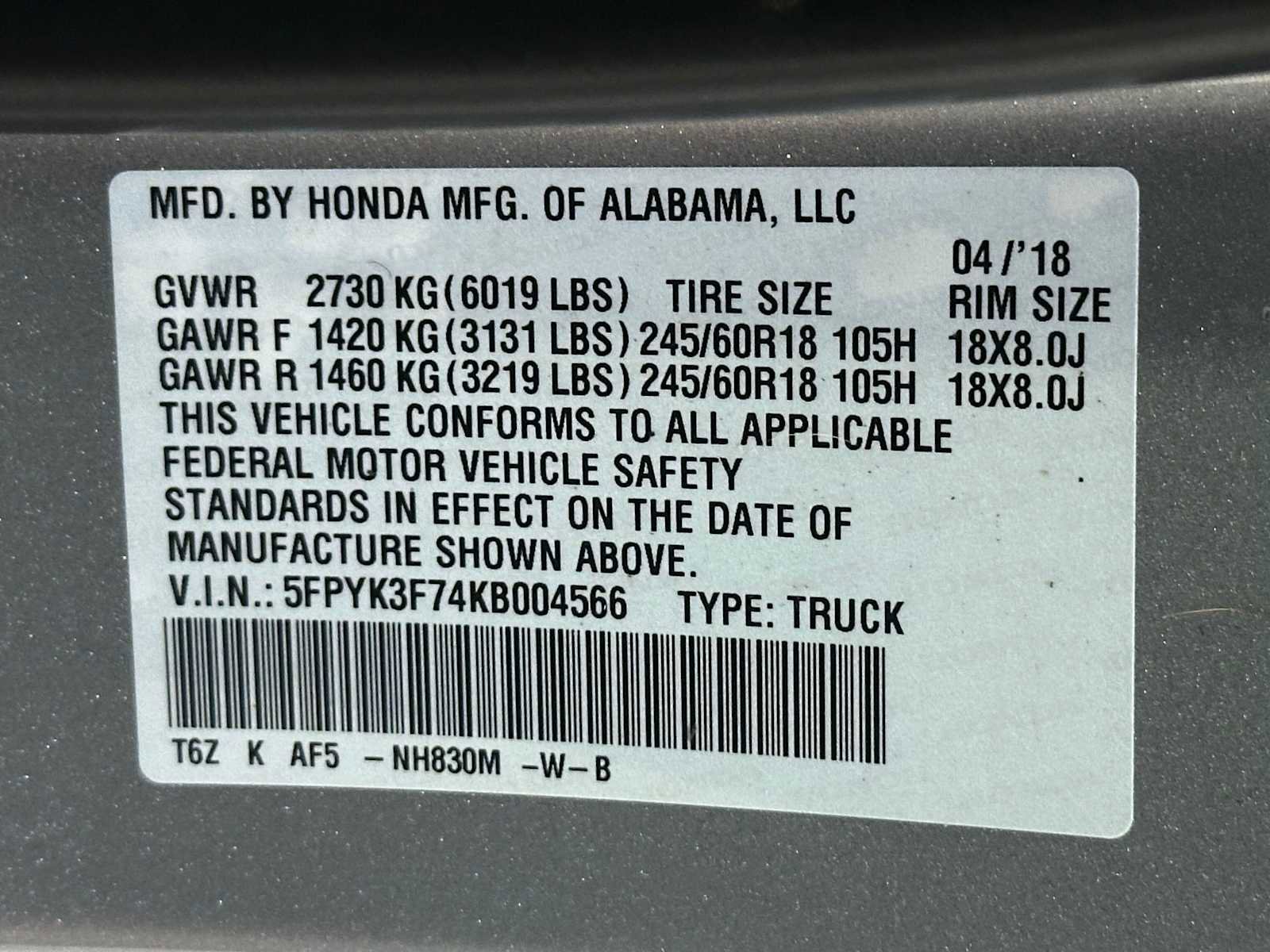 2019 Honda Ridgeline RTL-E