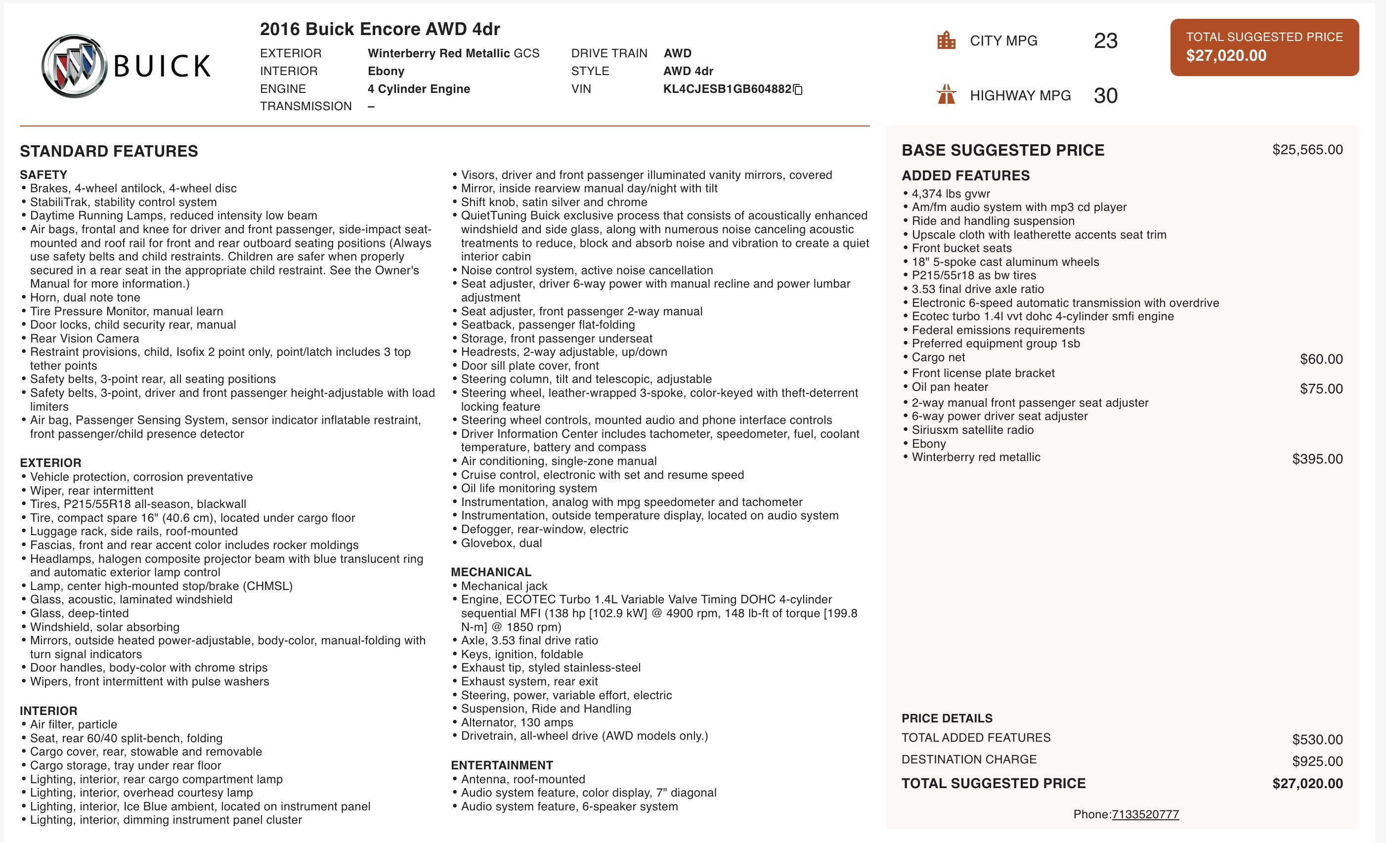 2016 Buick Encore AWD