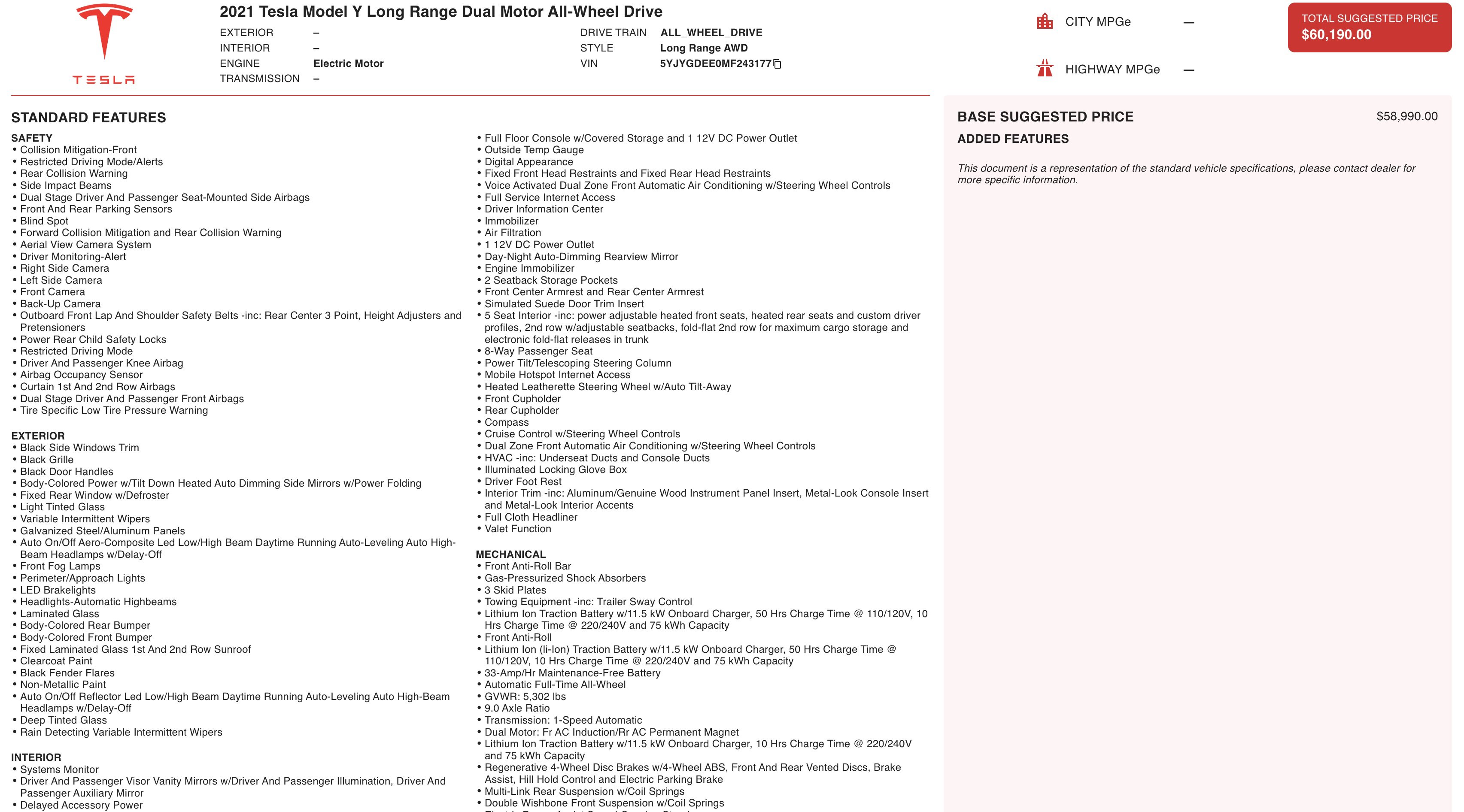 2021 Tesla Model Y Long Range