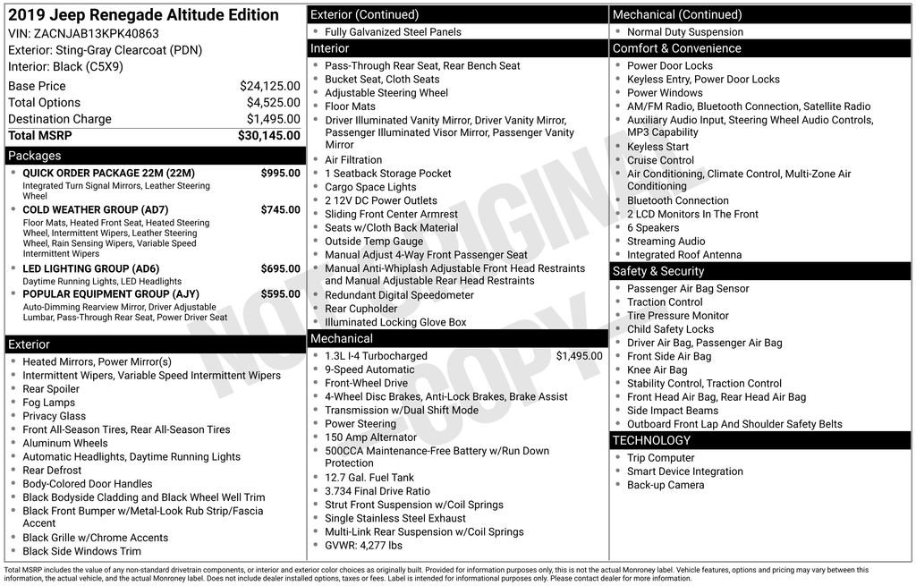 2019 Jeep Renegade Altitude