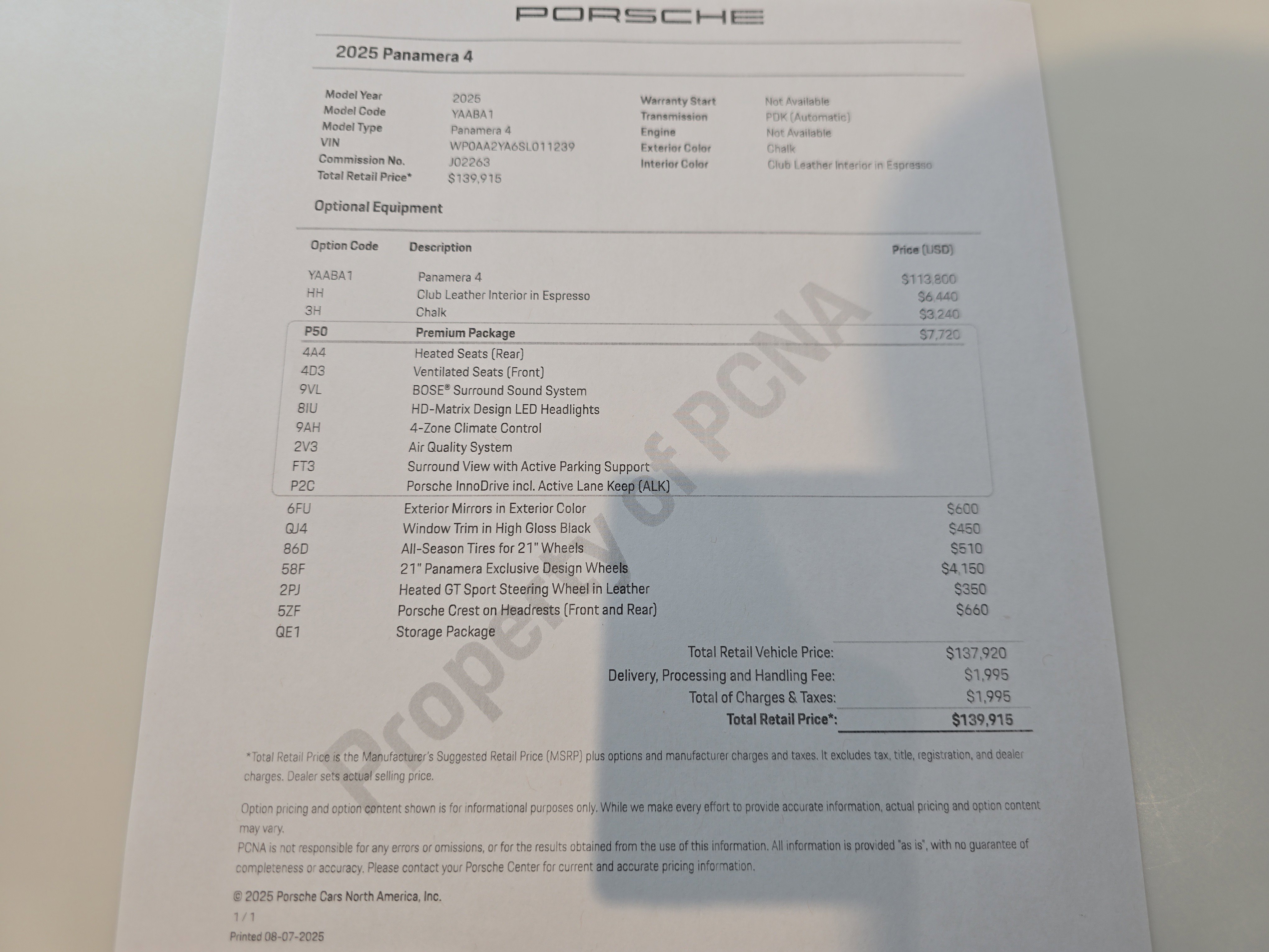 2025 Porsche Panamera 4