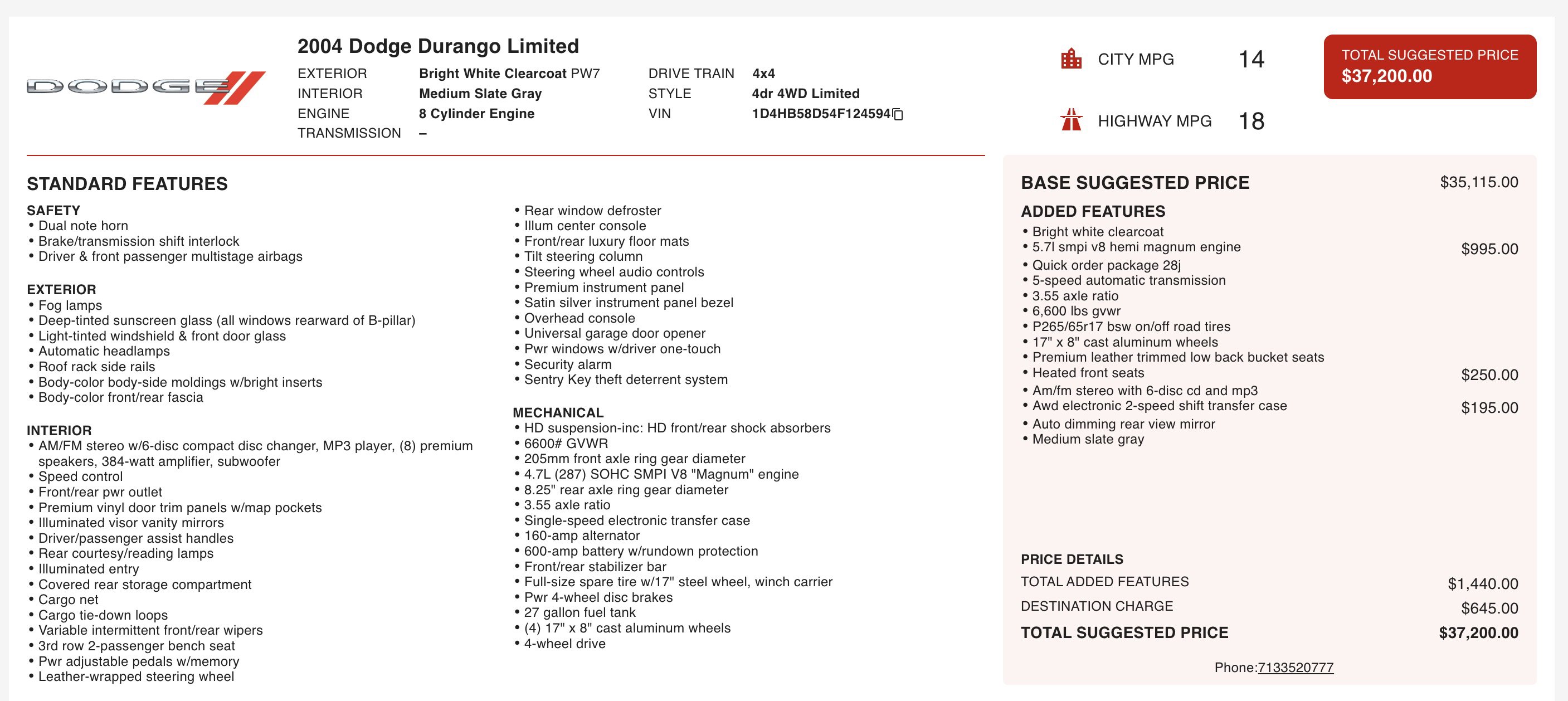 2004 Dodge Durango Limited