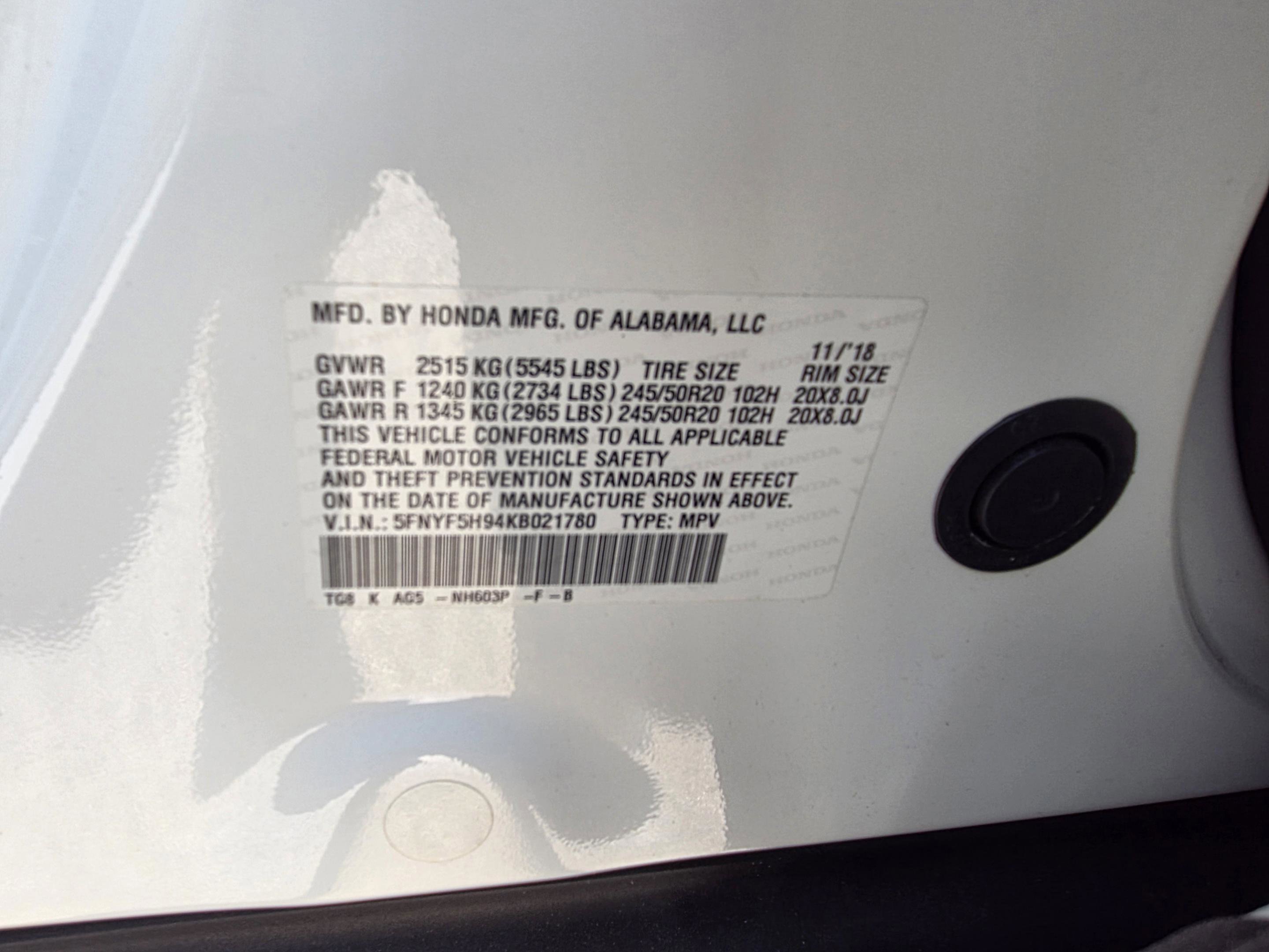 2019 Honda Pilot Touring