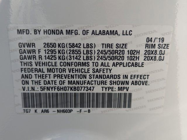 2019 Honda Pilot Elite