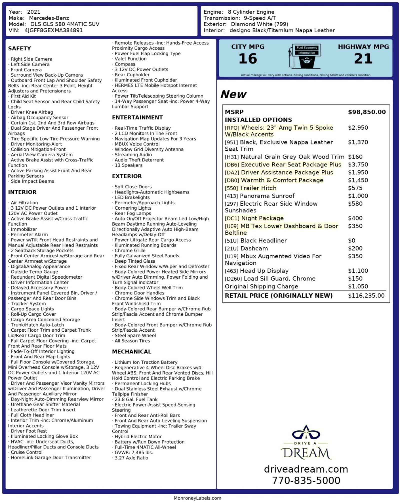 2021 Mercedes-Benz GLS 580 4MATIC