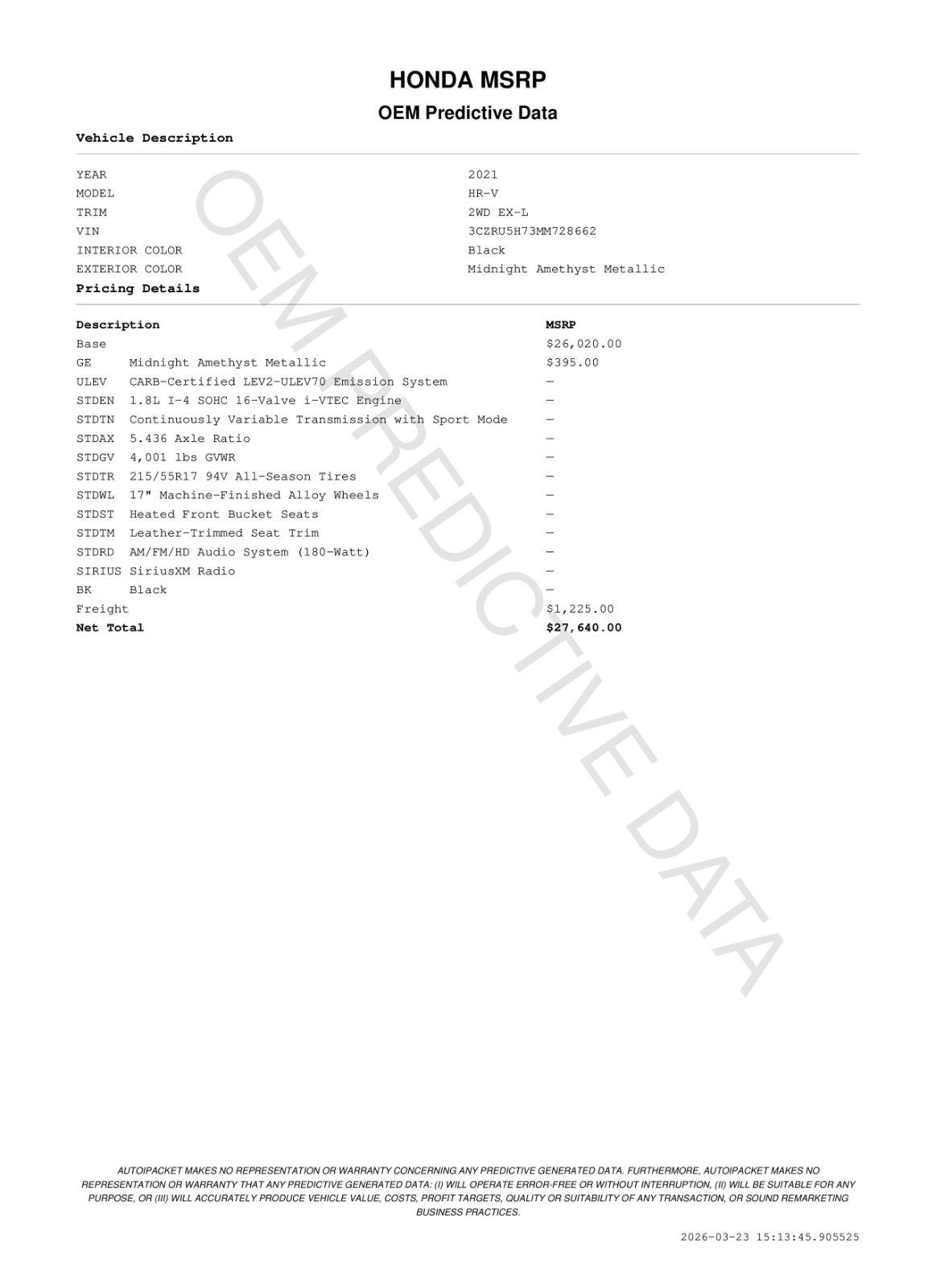 2021 Honda HR-V EX-L