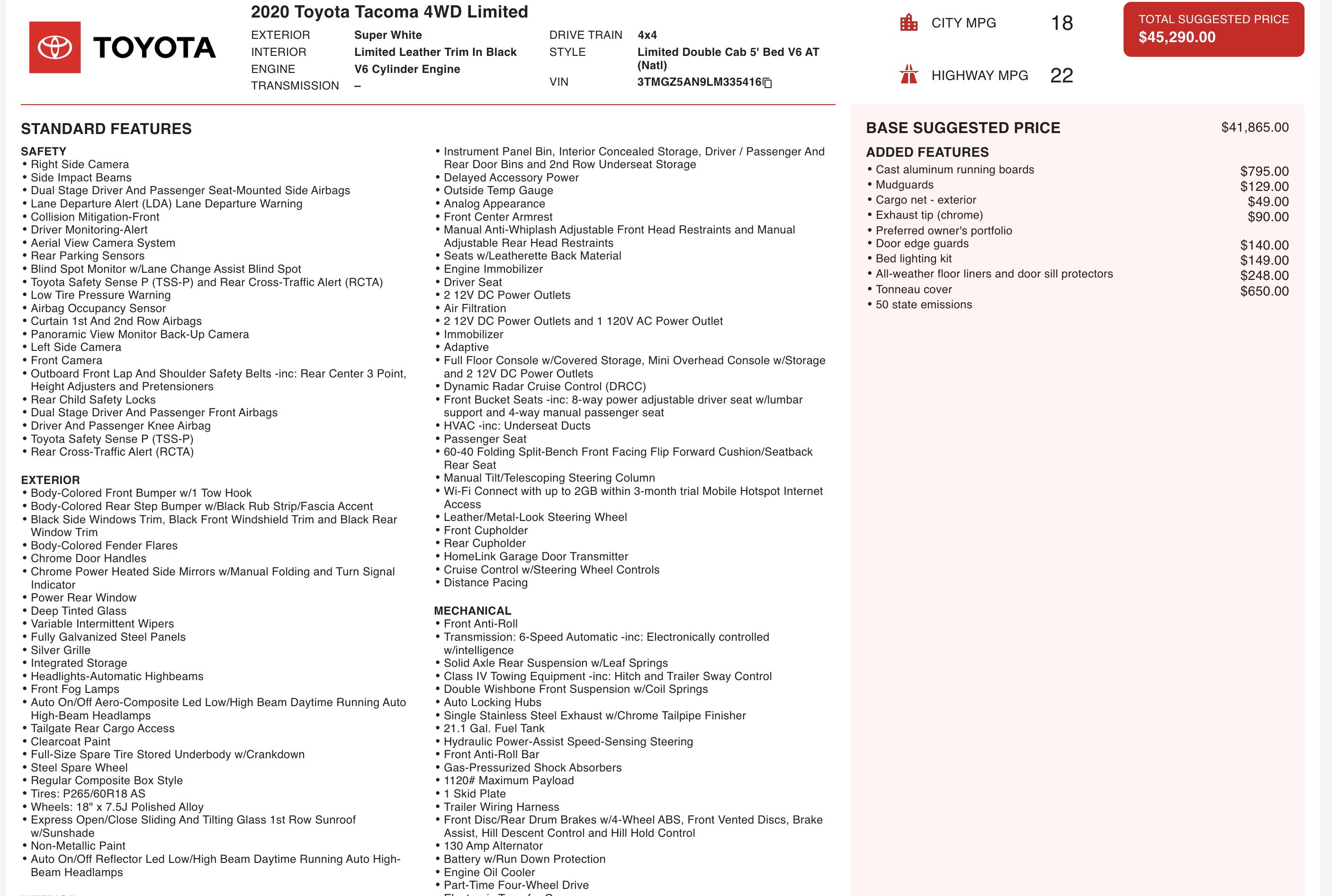 2020 Toyota Tacoma Limited