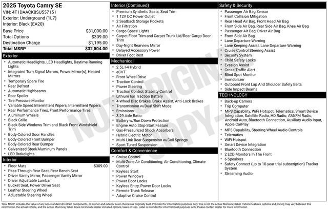 2025 Toyota Camry SE