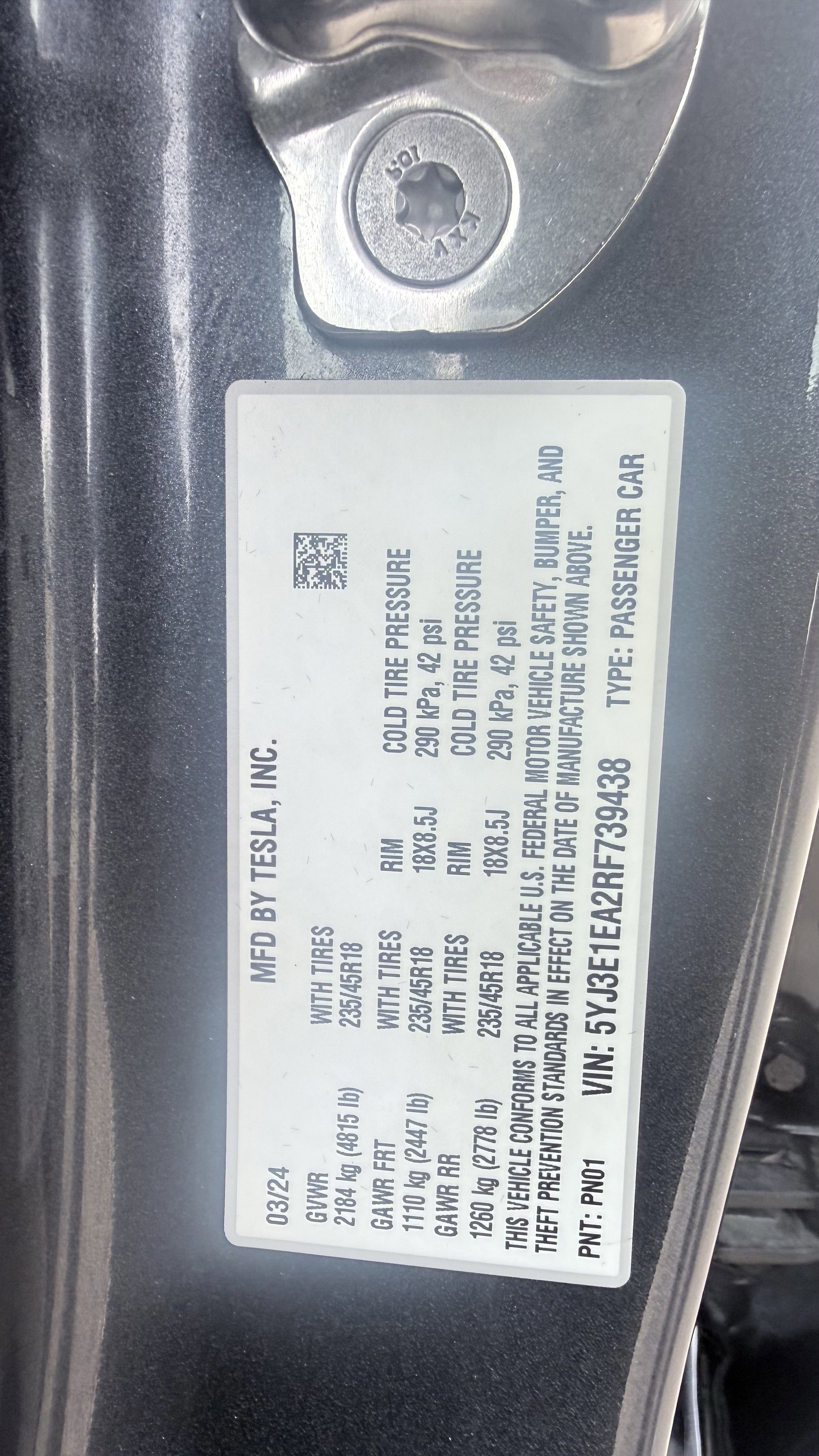 2024 Tesla Model 3 Standard Range