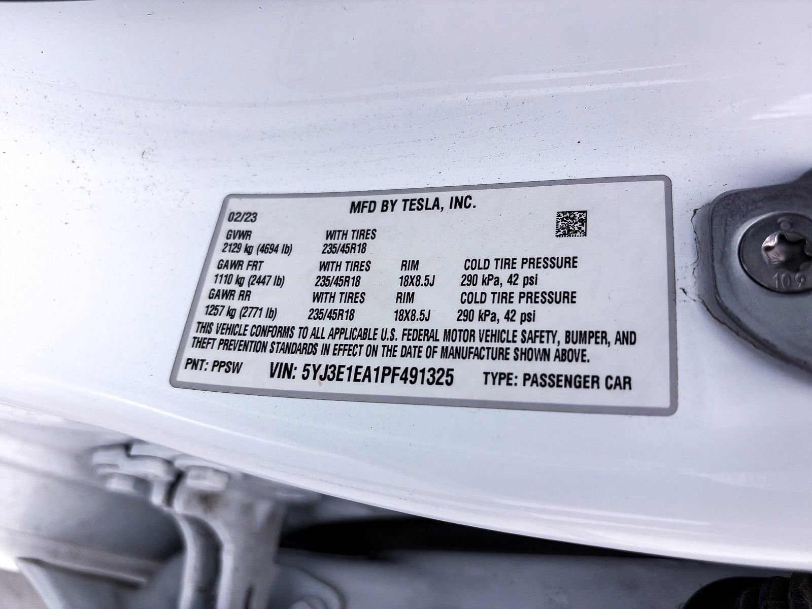 2023 Tesla Model 3 Standard Range