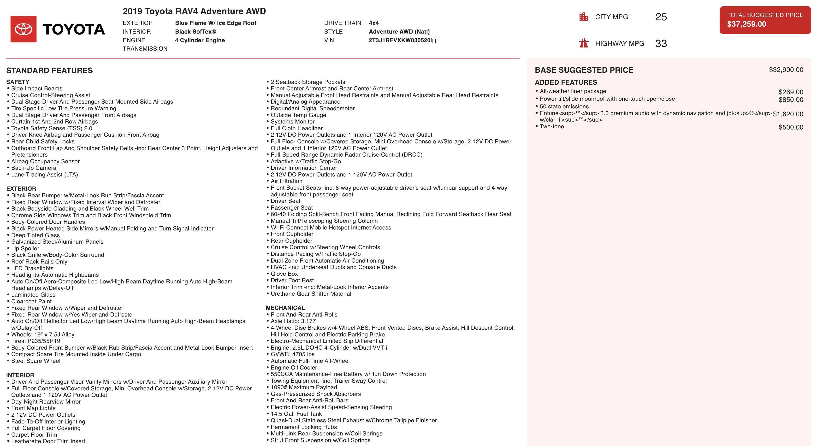 2019 Toyota Rav4 Adventure