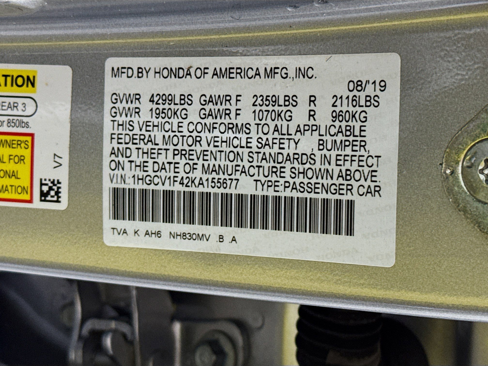 2019 Honda Accord EX