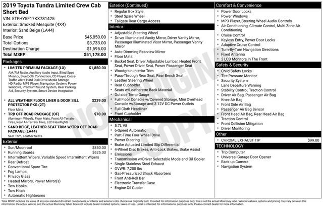 Used 2019 Toyota Tundra Limited w/ Limited Premium Package