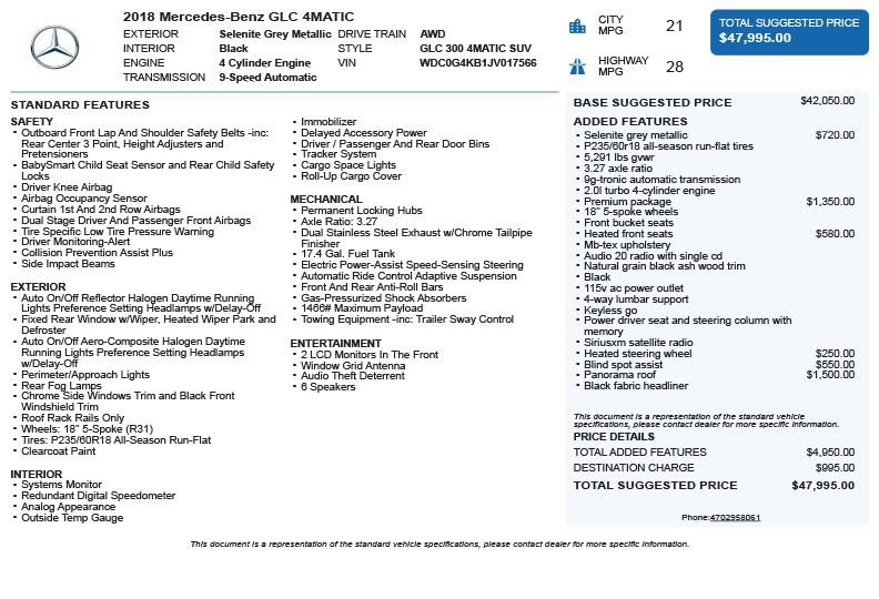 2018 Mercedes-Benz GLC 300 4MATIC