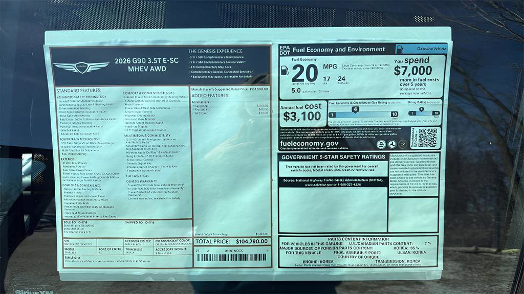 2026 Genesis G90 3.5T