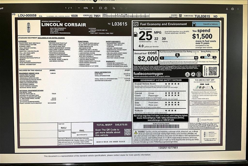 2026 Lincoln Corsair Premiere