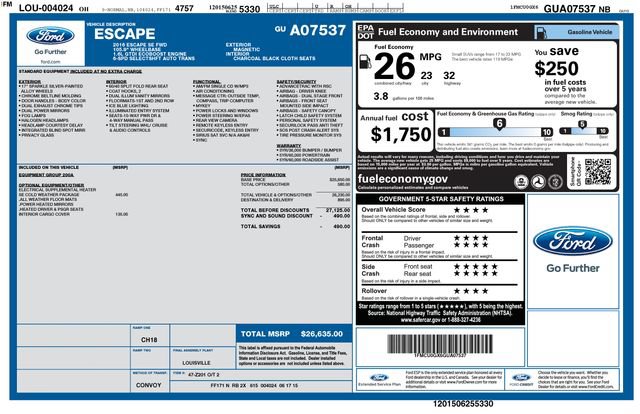 Used 2016 Ford Escape SE w/ SE Cold Weather Package