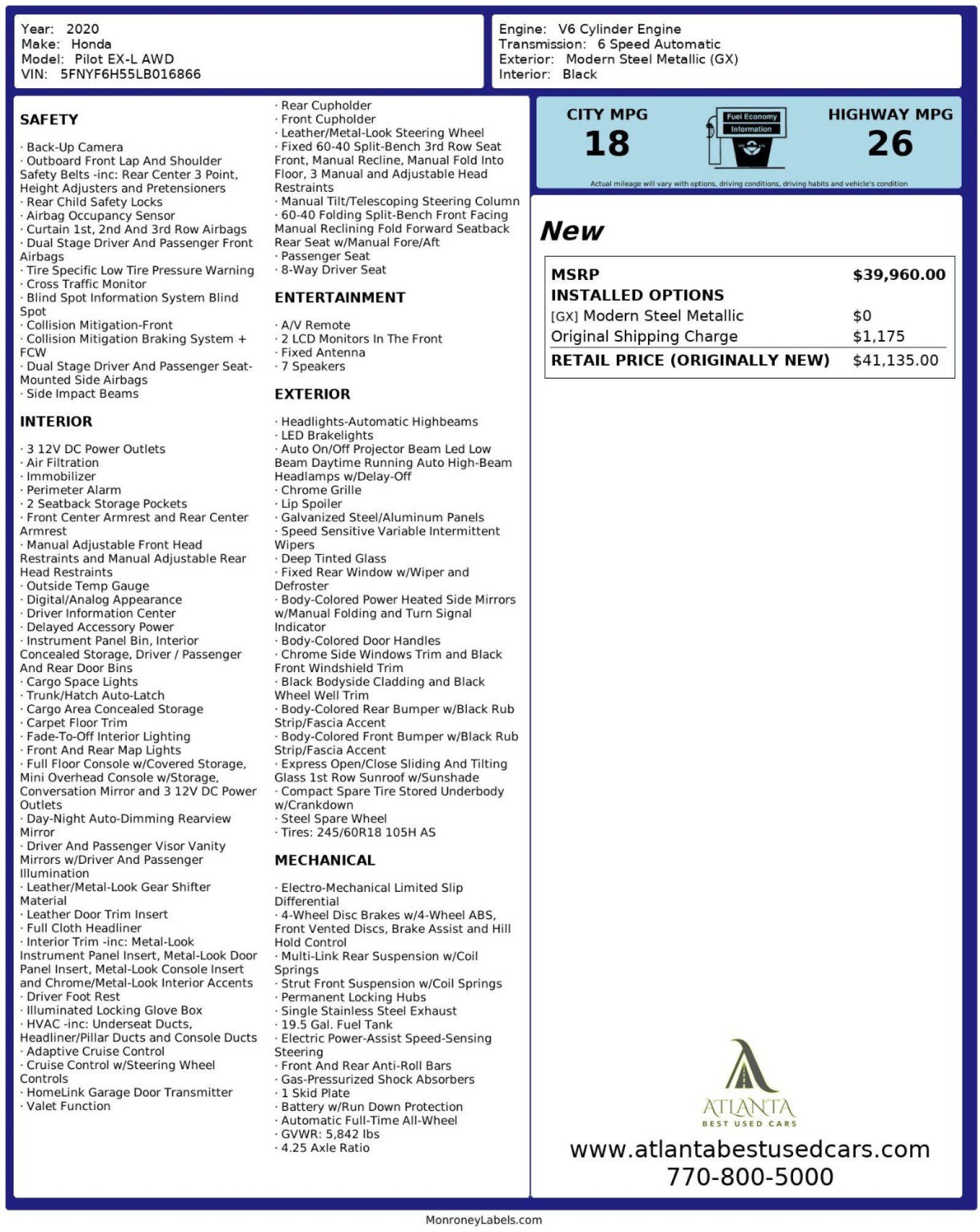 2020 Honda Pilot EX-L