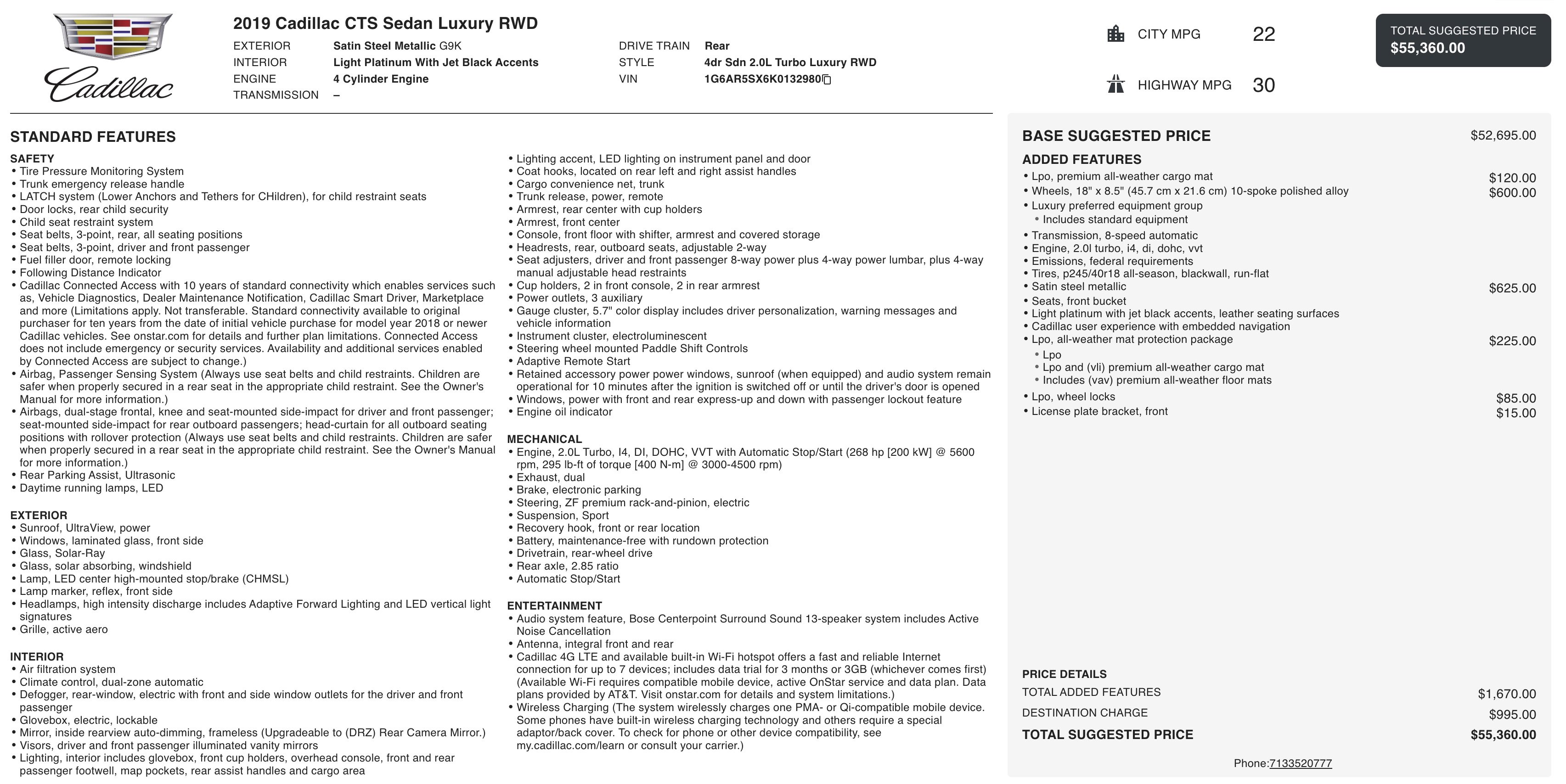 2019 Cadillac CTS Luxury